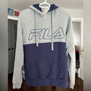 Fila Logo Hoodie- Men’s Small- Blue and Grey